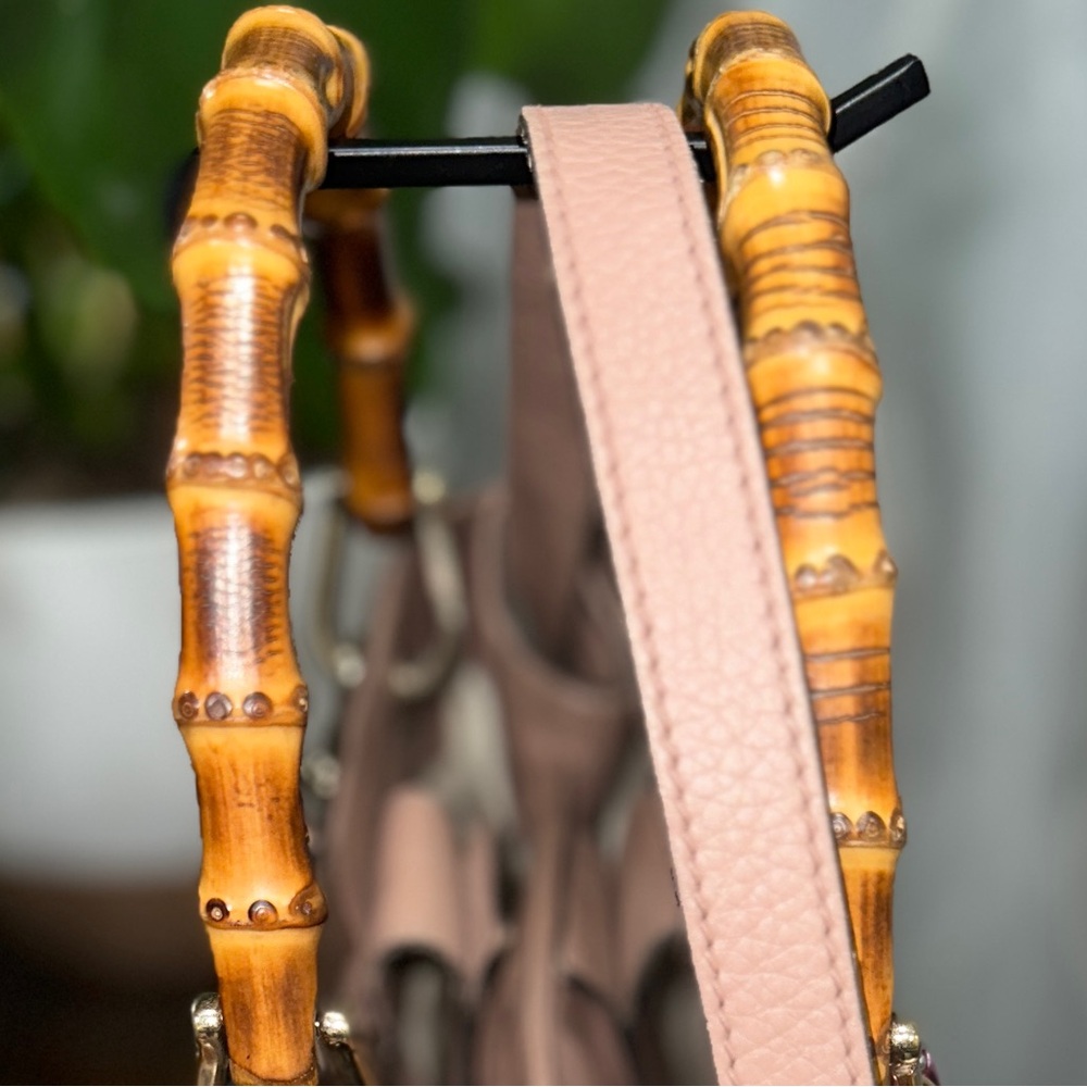 Gucci Pink Brown Bamboo Handle Satchel - Picture 5 of 14